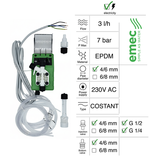 [40200095] ELECTRIC DOSING PUMP 3L/H 7BAR 230VAC EPDM