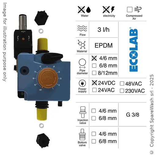 [40300030] POMPA DOSATRICE PNEUMATICA 3L/H COMANDO PNEUMATICO EPDM
