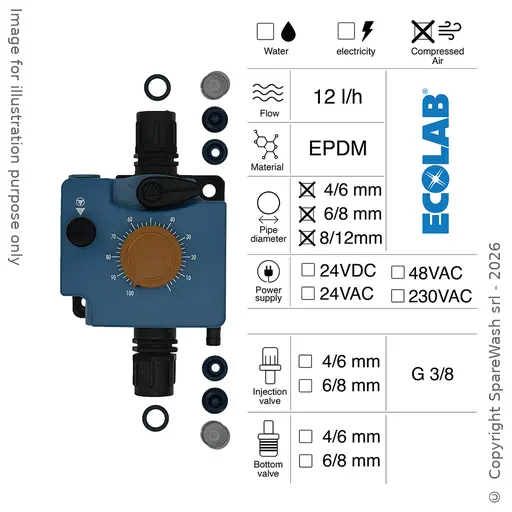 [40300078] BOMBA DOSIFICADORA NEUMÁTICA 12L/H CONTROL NEUMÁTICO EPDM