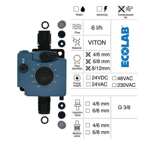 [40300139] PNEUMATIC DOSING PUMP 6L/H PNEUMATIC CONTROL VITON