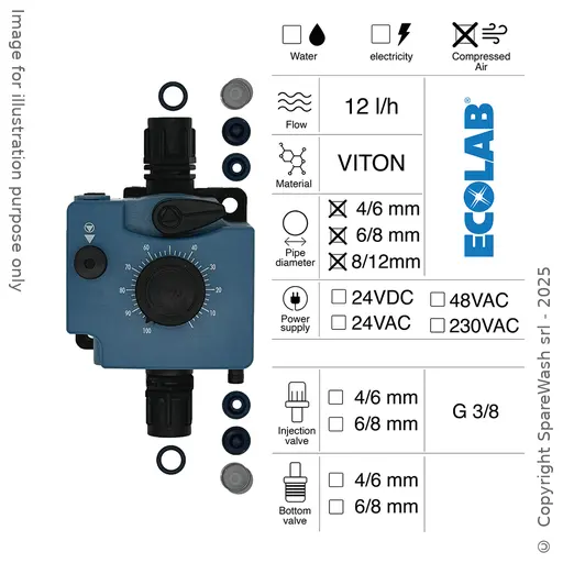 [40300153] PNEUMATIC DOSING PUMP 12L/H PNEUMATIC CONTROL VITON