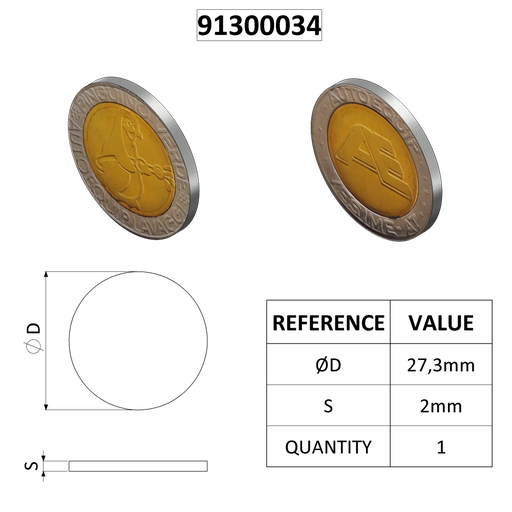 [91300034] JETON AE D27,3 MODÈLE C