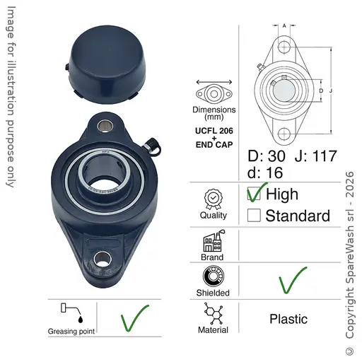 [21100055] SUPPORTO CUSCINETTO UCFL 206 + COPERCHIO