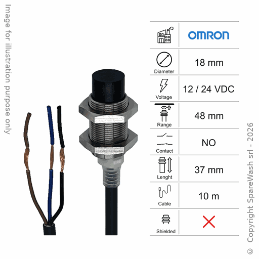 [10300145] CAPTEUR INDUCTIF D18 L37 PF NO - CÂBLE 10M - 48MM PNP 12/24VDC